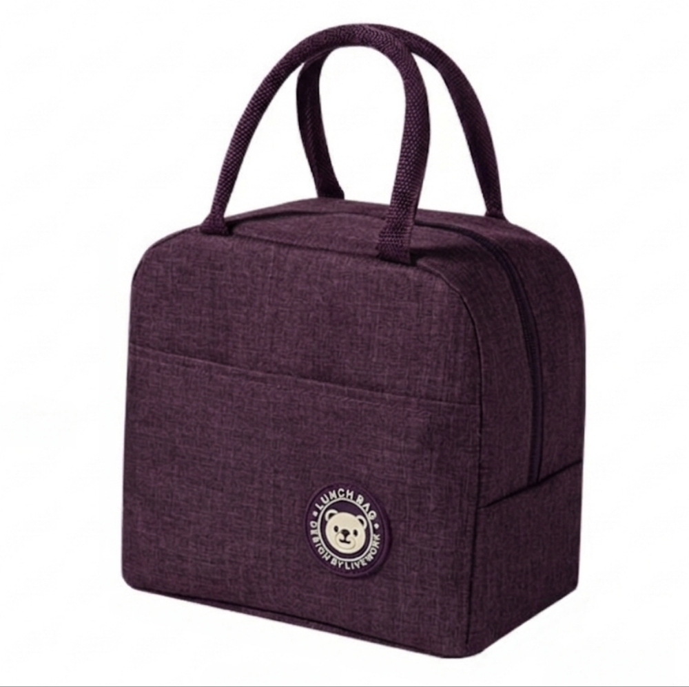 Purple Insulated Waterproof Lunch Bag, Portable Thermal Tote- Work School Picnic